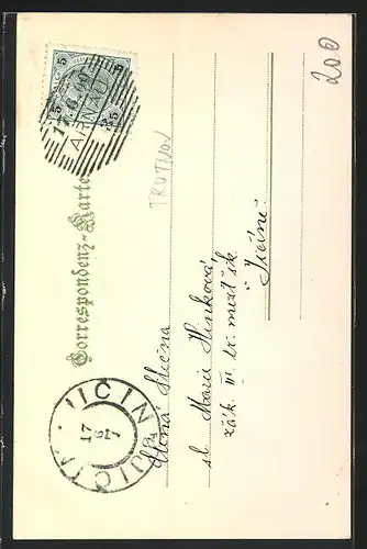 AK Arnau / Hostinne, Rathaus und Denkmal