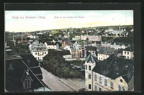 AK Weipert / Vejprty, Blick in das Innere der Stadt