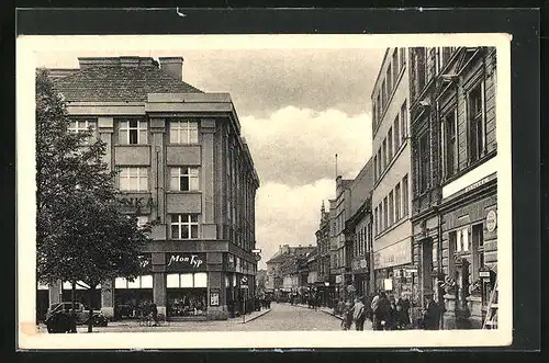 AK Laun / Louny, Einkaufsstrasse im Stadtkern