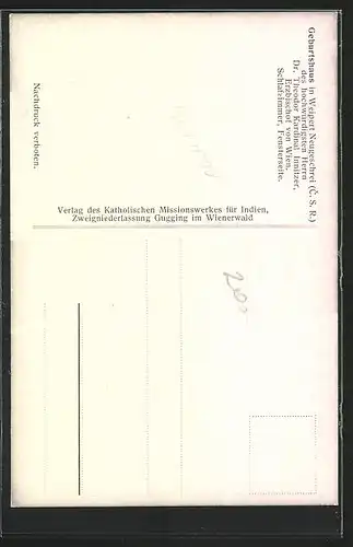 AK Weipert / Vejprty, Geburtshaus v. Dr. Theodor Kardinal Innitzer