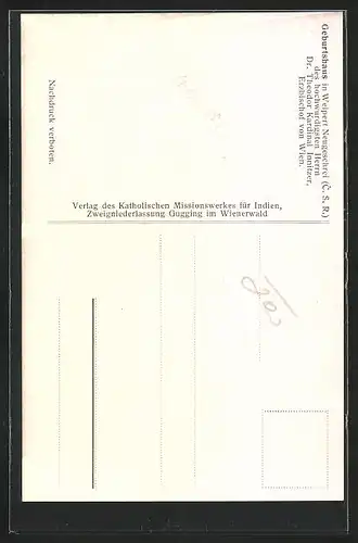 AK Weipert / Vejprty, Geburtshaus v. Dr. Theodor Kardinal Innitzer, Schlafzimmer