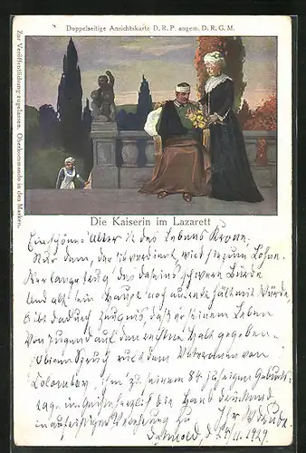 AK Die Kaiserin im Lazarett, Kaiser Wilhelm II. an der Front