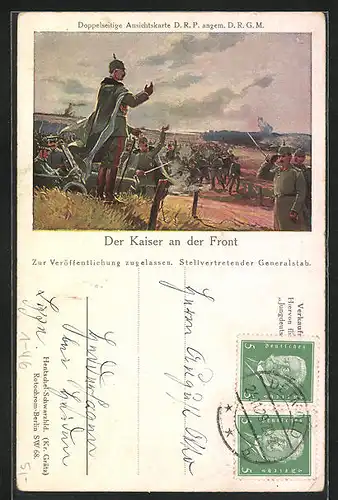 AK Die Kaiserin im Lazarett, Kaiser Wilhelm II. an der Front