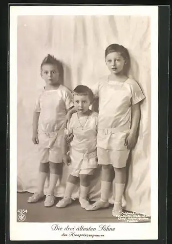 AK Die drei ältesten Söhne des Kronprinzenpaares