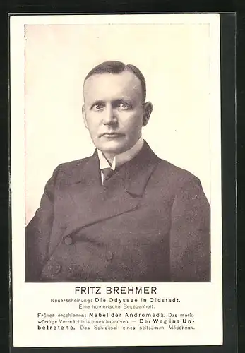 AK Portrait von Schriftsteller Fritz Brehmer