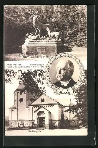 AK Friedrichsruh, Fürst Otto von Bismarck, Hirschgruppe, Gruftkapelle