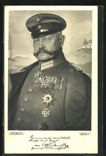 AK Paul von Hindenburg in Uniform mit Abzeichen