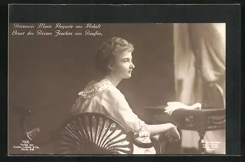 AK Prinzessin Marie Auguste von Anhalt, Braut des Prinzen Joachim von Preussen