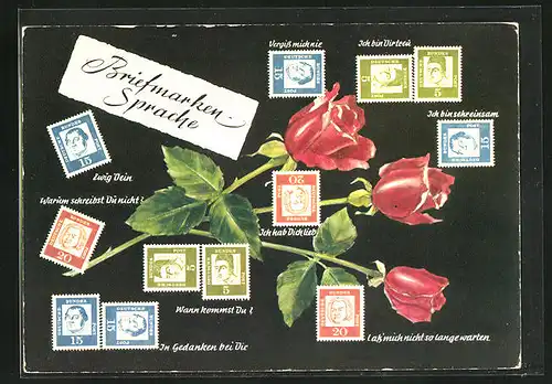 AK Erklärung der Briefmarkensprache, Rote Rosen