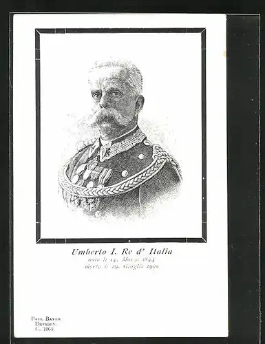 AK König Umberto I. von Italien, 1844-1900