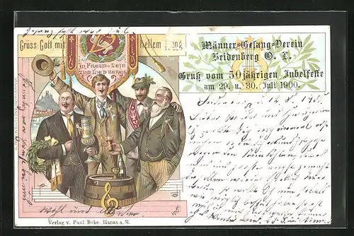 Lithographie Seidenberg, Sängerfest 1900 des Männer-Gesang-Vereines
