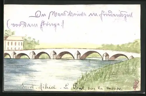 Künstler-AK Handgemalt: Saint Mihiel, Le Pont sur la meuse