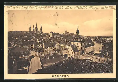 AK Bamberg, Ortsansicht mit Kirchen