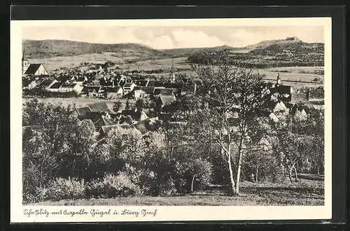 AK Schesslitz, Ortsansicht mit Kapelle Gügel und Burg Giech