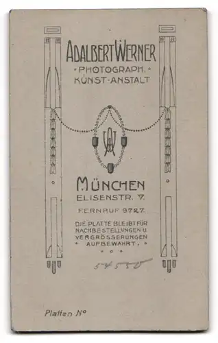 Fotografie Adalbert Werner, München, Elisenstrasse 7, Geschäftsmann im Wollanzug mit Zwirbelbart