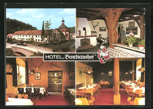 AK Holzkirchen bei Würzburg, Hotel Benedictushof, Innenansichten