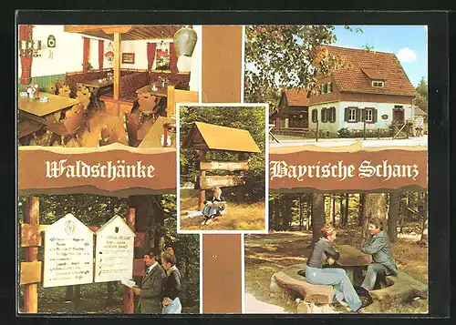 AK Ruppertshütten, Gasthaus Waldschänke Bayrische Schanz, Innenansicht, Paar am Tisch