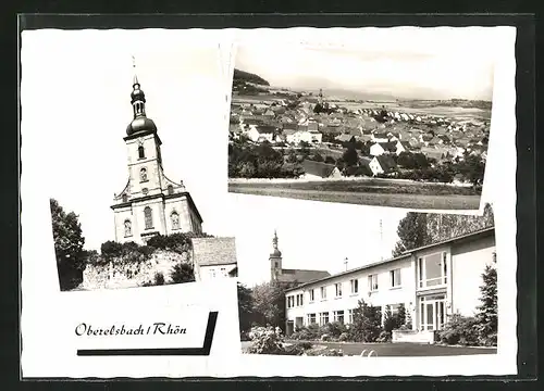 AK Oberelsbach /Rhön, Teilansicht, Kirche, Gebäudeansicht