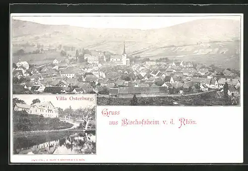 AK Bischofsheim /Rhön, Totalansicht, Villa Osterburg