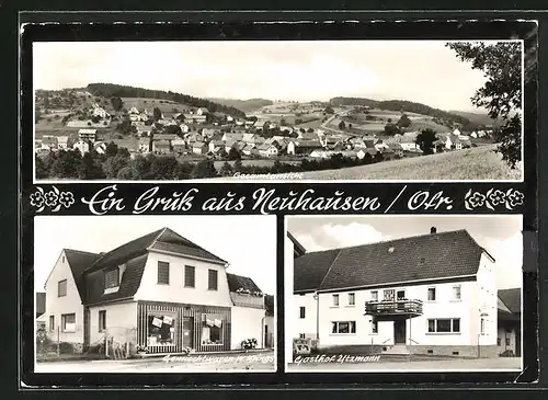 AK Neuhausen /Ofr., Gasthof Utzmann, Totalansicht, Gemischtwaren W. Krings
