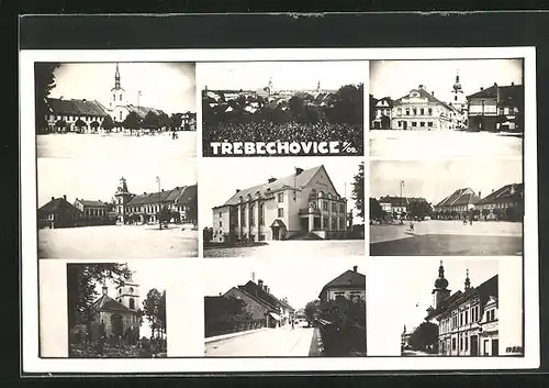 AK Trebechovice p. Or., Kirche, Turnhalle, Ortspartie