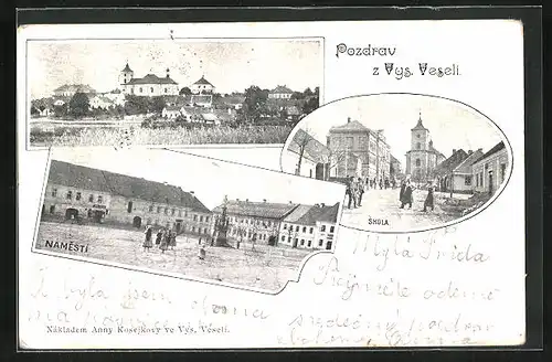 AK Vys. Veseli, Namesti, Skola, Panorama