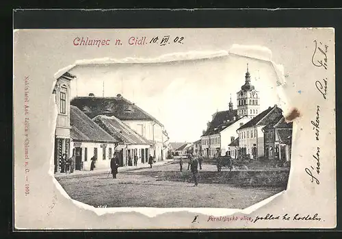 AK Chlumec n. Cidl., Pernstynská ulice, Kostel