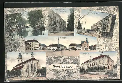 AK Novy Bydzov, Namesti, Klaster, Kostel