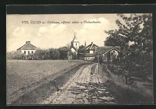 AK Vys. Ujezd, Dedinou, vyletni misto u Trebechovic, Feldweg am Ortsrand