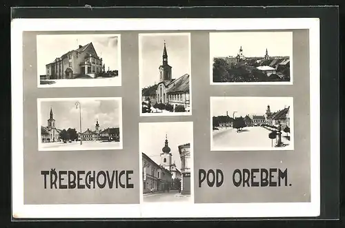 AK Trebechovice pod Orebem, Kirche, Gebäudeansicht, Ortspartie