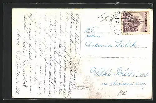 AK Trebechovice pod Orebem, Kirche, Gebäudeansicht, Ortspartie