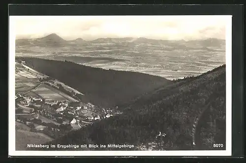 AK Niklasberg, Blick auf den Ort im Erzgebirge