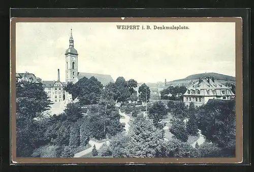 AK Weipert / Vejprty, Denkmalplatz aus der Vogelschau