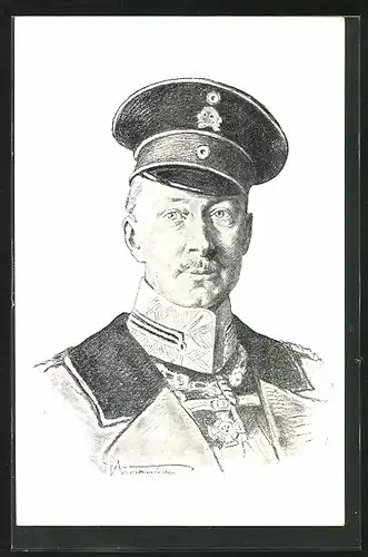 AK Kronprinz Wilhelm von Preussen in Uniform mit Schirmmütze