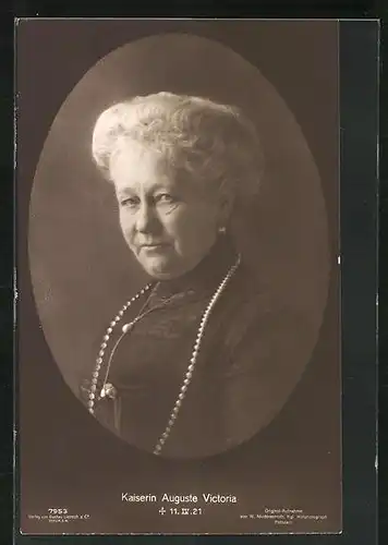 AK Kaiserin Auguste Victoria Königin von Preussen, Gest. 1921