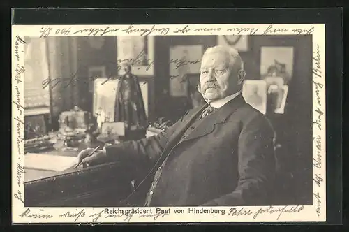 AK Paul von Hindenburg am Schreibtisch