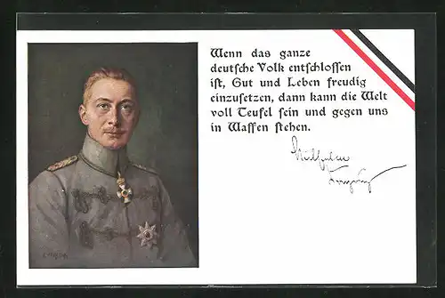 Künstler-AK Kronprinz Wilhelm von Preussen in Uniform