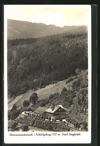 AK Oberwarmensteinach, Hotel Bergfriede aus der Vogelschau