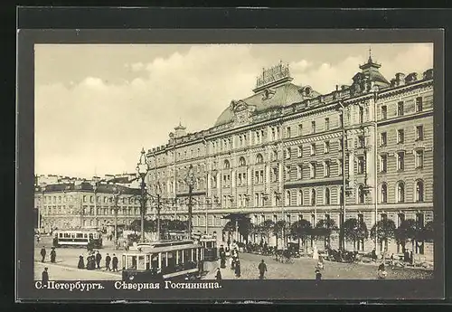 AK St. Petersbourg, Hotel du Nord, Strassenbahn