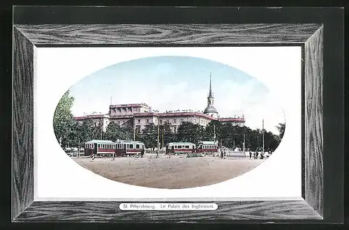 AK St. Petersbourg, Le Palais des Ingénieurs, Strassenbahn