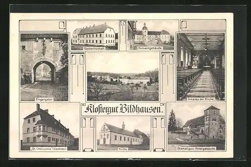AK Bildhausen, Klostergut, Gastwirtschaft, St. Creszentia Gastbau, Kirche