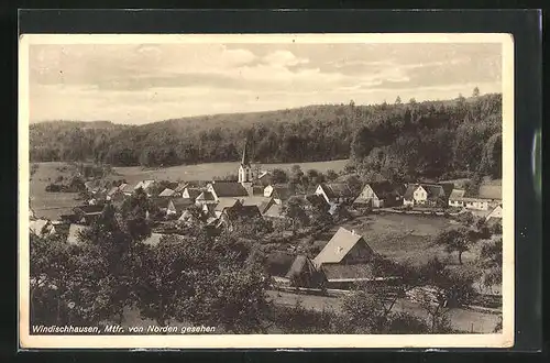 AK Windischhausen /Mtfr., Teilansicht mit Kirche von Norden gesehen