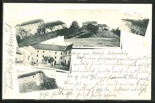 AK Rödelsee, Schloss Schwanberg aus verschiedenen Blickwinkeln