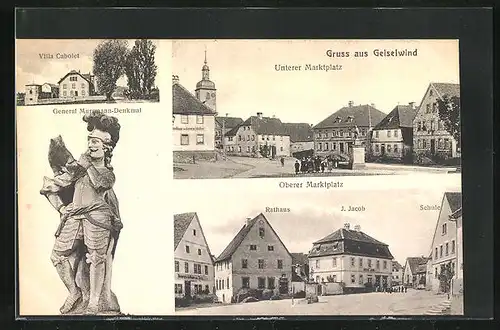 AK Geiselwind, Villa Cabolet, Unterer Marktplatz, GeneralMurrmann-Denkmal