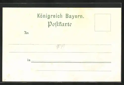 Lithographie Kitzingen /Main, Rathaus, Königsplatz, Krieger-Denkmal, Falterturm