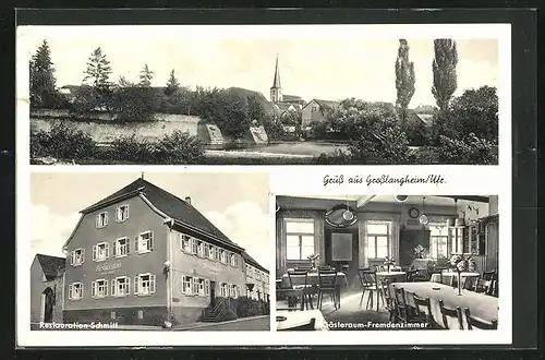 AK Grosslangheim /Ufr., Restaurant Schmitt, Gastraum