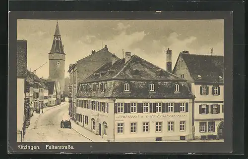 AK Kitzingen, Falterstrasse mit Cafe Frankenberger