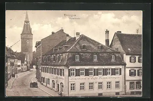 AK Kitzingen, Falterstrasse mit Cafe-Konditorei Frankenberger