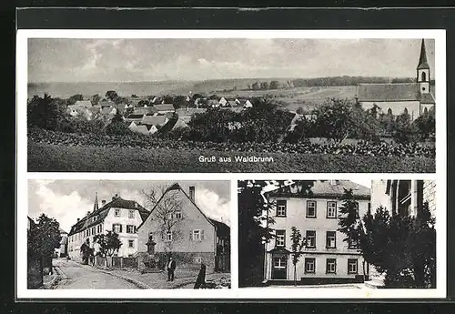 AK Waldbrunn, Strassenpartie, Teilansicht mit Kirche