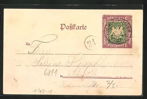 Künstler-AK Fürth, 125 jähriges Jubiläums-Fest-Vogel-Schiessen 1901, Schützenumzug